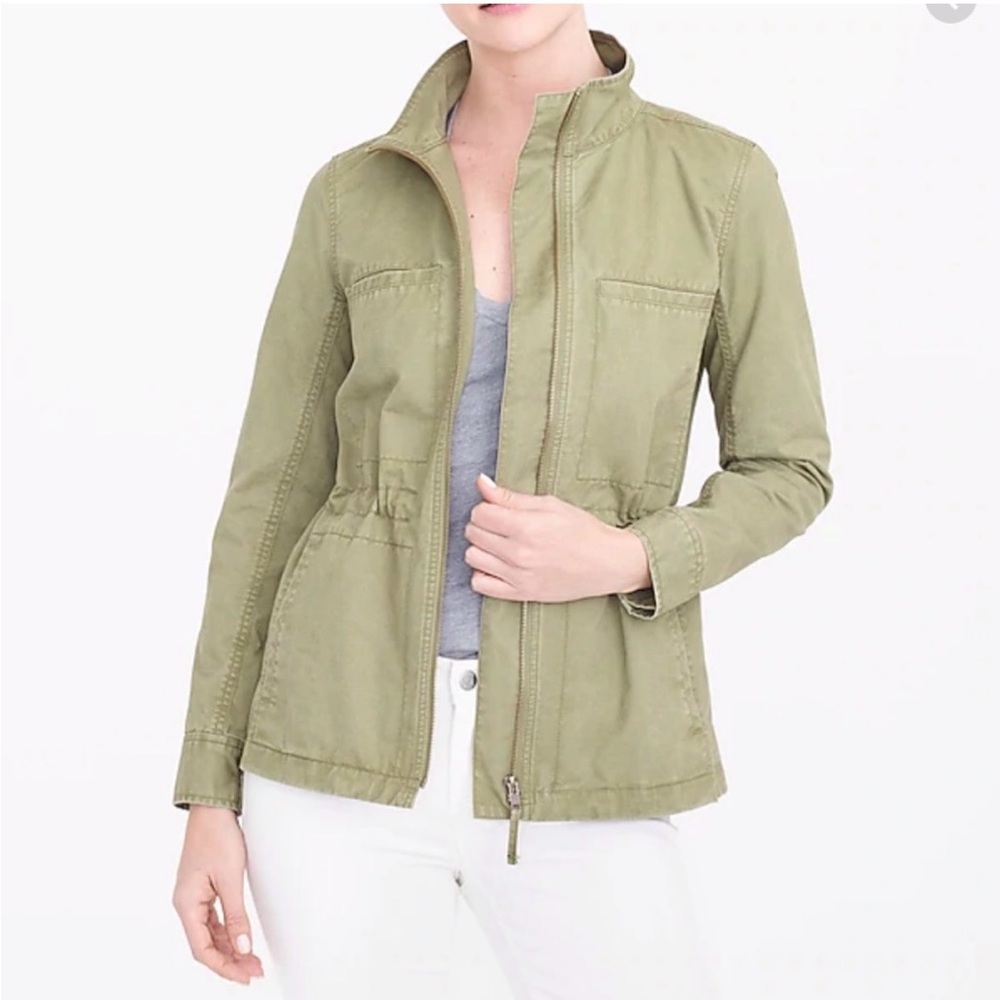 J. Crew Green Utility Military Pocket Cargo Jacket Size Small